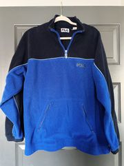 blue black quarter zip pullover fleece sweater size M