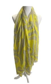 ANN TAYLOR Lightweight Silk Blend Yellow Tan Geometric Scarf Wrap Shawl