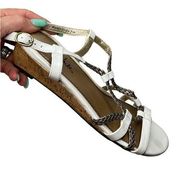 642-LifeStride Womens Gaze.White Open Toe Strappy Slingback 1.5" Wedge Sand