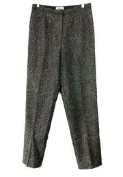 LL Bean Women's Vintage Gray Wool Tweed High Waisted Trouser Pants Size 12 Tall