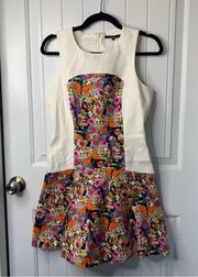 Tibi floral potpourri colorblock fit n flare dress size 6