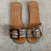 J. McLaughlin Alaia Straw & Leather Tan Sandals