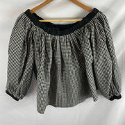 Editor Room Gingham Off Shoulder Top Medium