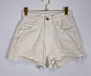 J. Galt Brandy Melville Cream Off White Distressed Denim Shorts