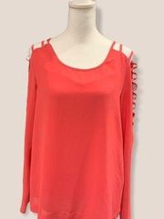 Akira Chicago Coral Pink Open Sleeve Lined Blouse Size Medium