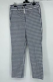 J. Crew Women's Gingham Plaid Trouser Pants Size 4 Navy White NWT