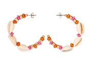 Cowrie Shell Hoop Pink Orange Earrings  NWT