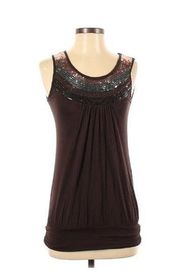 SOPRANO Brown Sequin Sleeveless Blouson Top