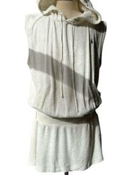 Ralph Lauren White Terry Cloth Blouson Hooded Swimsuit Coverup Size Medium