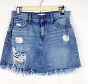 JUST BLACK DENIM Distressed Denim Mini Skirt in M