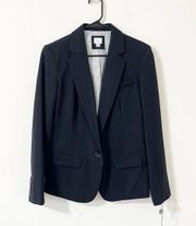 Black One Button Essential Blazer Jacket Size 8 NEW