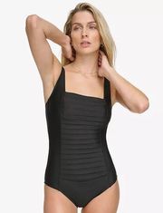 Calvin Klein Pleated One Piece Swimsuit