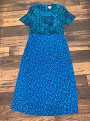 Vintage  Maxi Dress batik Blue tie back 90s Women’s Sz 10 Short Sleeve