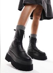 NEW ASOS Design Black Atomic Chunky Zip Front Boots Size 8 US $70