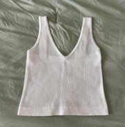 White Rib Knit Cropped Tank