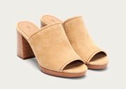 FRYE Blake Mule Block Heel Platform in Tan Suede