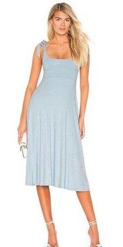 Privacy Please Revolve Womens Ribbed Tie Shoulder Sable Midi Dress Size M Blue