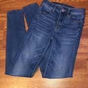 American Eagle Hi Rise Jeggings Blue Denim Jeans 0 Long