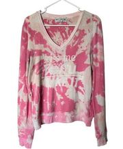 Wildfox Distressed Kiss Me You’ll Like It Vneck Sweater Oversized Extra Small XS