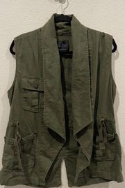 SANCTUARY Olive Green Linen Vest 