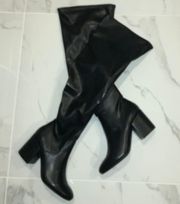 Black Faux Leather - Over the Knee boot w/ side zipper SZ 9