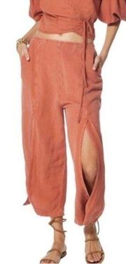 Young Fabulous & Broke Wide Leg Cropped Linen Pants High Rise Beach C16