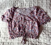 SO Floral Purple  Front Blouse Size XS