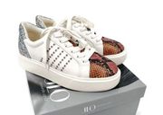 JLO Jennifer Lopez White, Silver, & Brown Snake Print Erynn Platform Sneakers 6