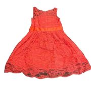 Bright Coral Dress Lace Size 8