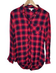 red plaid flannel t-shirt dress size XS