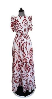 Beulah Floral Printed Tiered Maxi Dress with Tie Belt Size Medium