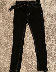 high waisted black jeans with belt