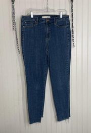 Ella Moss Women’s Blue High Rise Skinny Ankle Jeans Size 30 Medium Wash Raw Hem