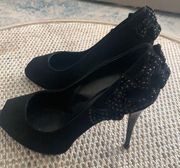 Suede Peep Toe heels 6.5