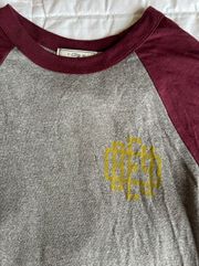 Quarter Sleeved Baseball Tee Gray And Burgundy