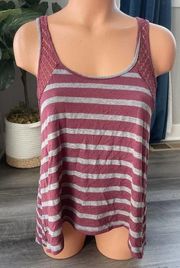 Ten-Sixty Sherman Maroon Striped Tank Top M Juniors Crochet Sleeveless A3