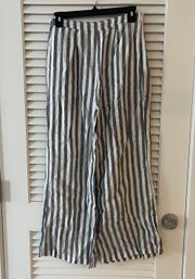 Striped Linen High Rise Crop Pants