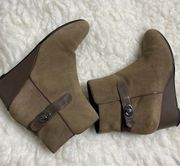 Mushroom Brown Julianna Suede Wedge Ankle Bootie Size 6.5