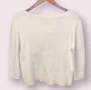 Valerie Separates Ribbed 3/4 Sleeve Top in Off-White - size medium