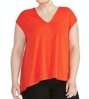 RACHEL RACHEL ROY Plus Size Bina Cropped V-Neck Top Orange Cap Sleeve Hi-Lo 2X