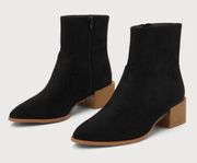 Black Suede Pointed-Toe Ankle Boots