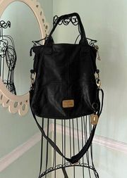 FOSSIL BLACK convertible shoulder top handle 1954 purse bag Crossbody