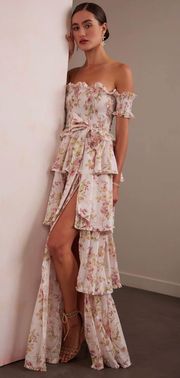 V. Chapman The Angelina Dress in Pink Rose Print