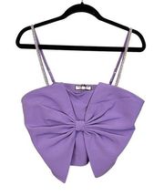 BAGATELLE Collection Women's Purple Rhinestone Strap Bow Crop Top Size 8 NWT