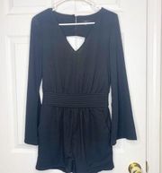 Very J chiffon bell sleeve backless back romper