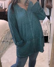 SOFT Surroundings size small/medium blue teal cozy pullover sweatshirt