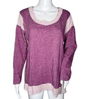 Soft Surroundings Shirt Womens Medium Purple Raw Edge Sweatshirt Lounge Casual