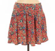 Lush Orange Skirt with Colorful Floral Details - Size Small