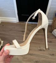 white platform heels