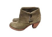 Alice + Olivia olive suede Caden Sue Slouchy upper with folded collar buckle